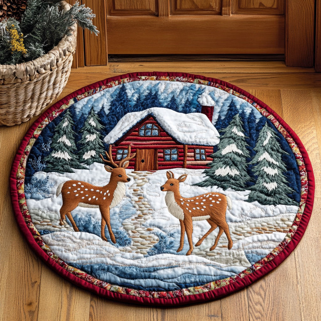 Christmas Deer WJ1210035CL Quilted Round Mat