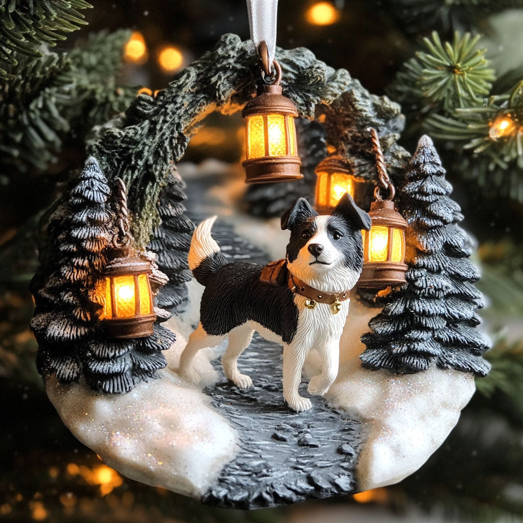 Collie Snow Walk WJ2611034CL Christmas Ornament