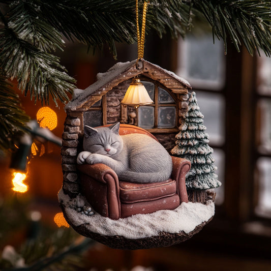 Cozy Cat Nap WJ2611013CL Christmas Ornament