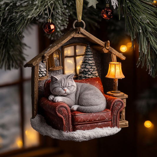 Cozy Night Cat WJ2611016CL Christmas Ornament