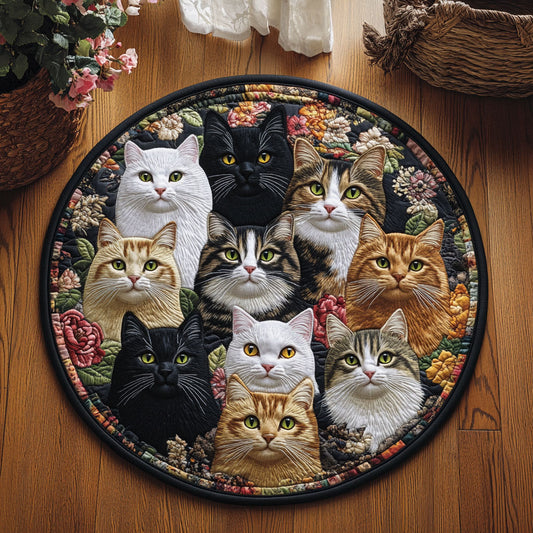 Cute Cat Garden WJ0312444CL Quilted Round Mat