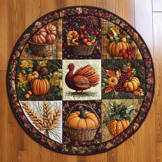 Harvest Turkey WN0409057CL Quilted Round Mat