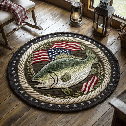 Rustic Bass Fish WN0104043CL Quilted Round Mat