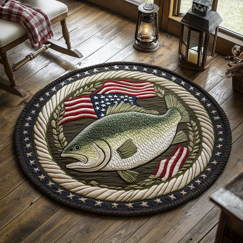 Rustic Bass Fish WN0104043CL Quilted Round Mat
