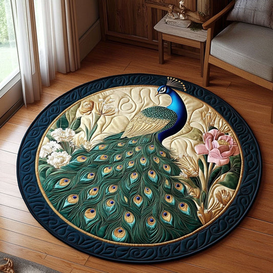 Peacock Floral KL0812023CL Quilted Round Mat