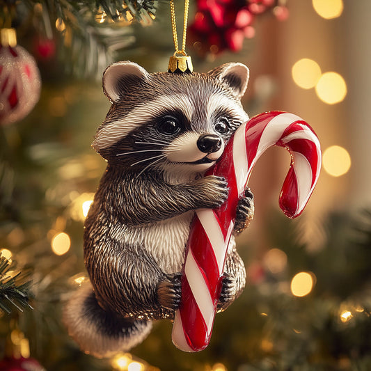 Candy Cane Raccoon LT2110001CL Christmas Ornament