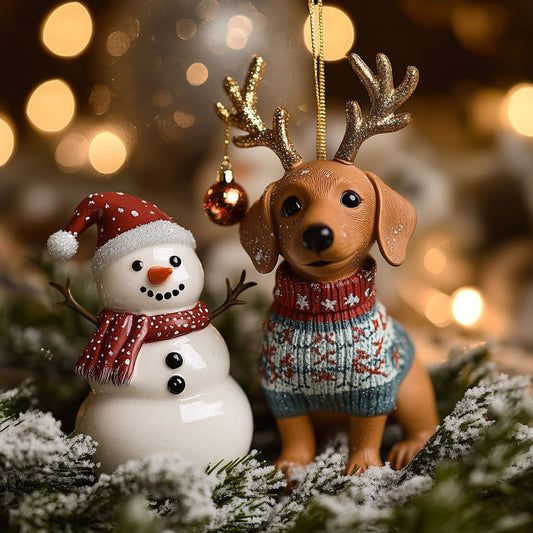 Merry Dachshund Spirit WN1510066CL Christmas Ornament