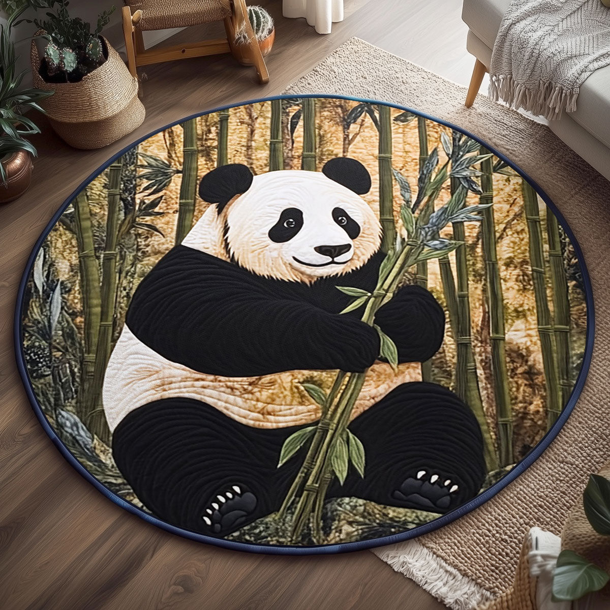 Panda’s Bamboo Garden WJ0907044CL Quilted Round Mat