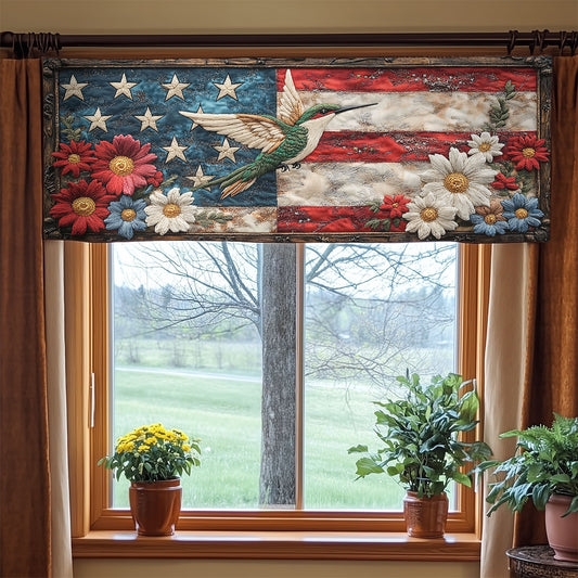 Patriotic Hummingbird WN1306048CL Quilted Valance