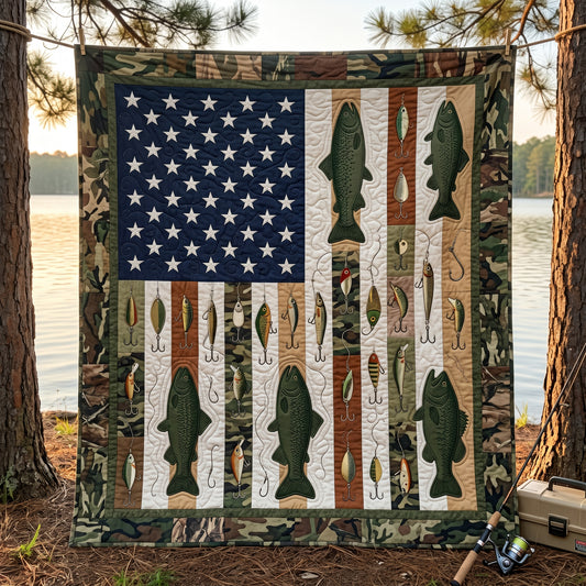 Patriotic Fishing XR2104015CL Quilt