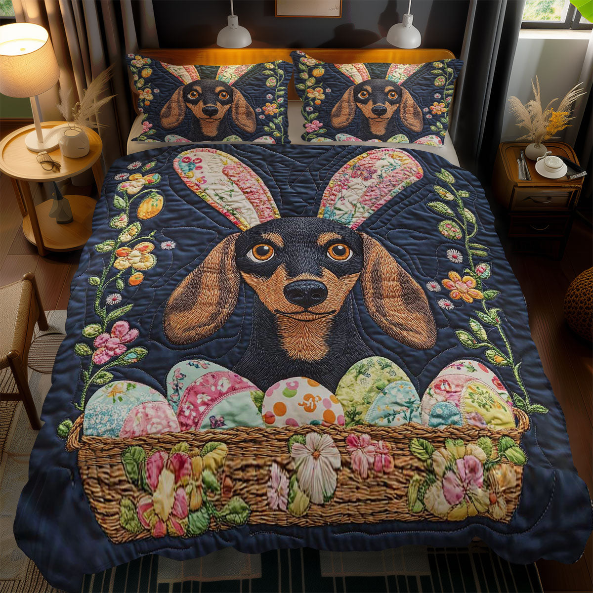 Easter Dachshund Fun WN1701104CL Duvet Cover Set