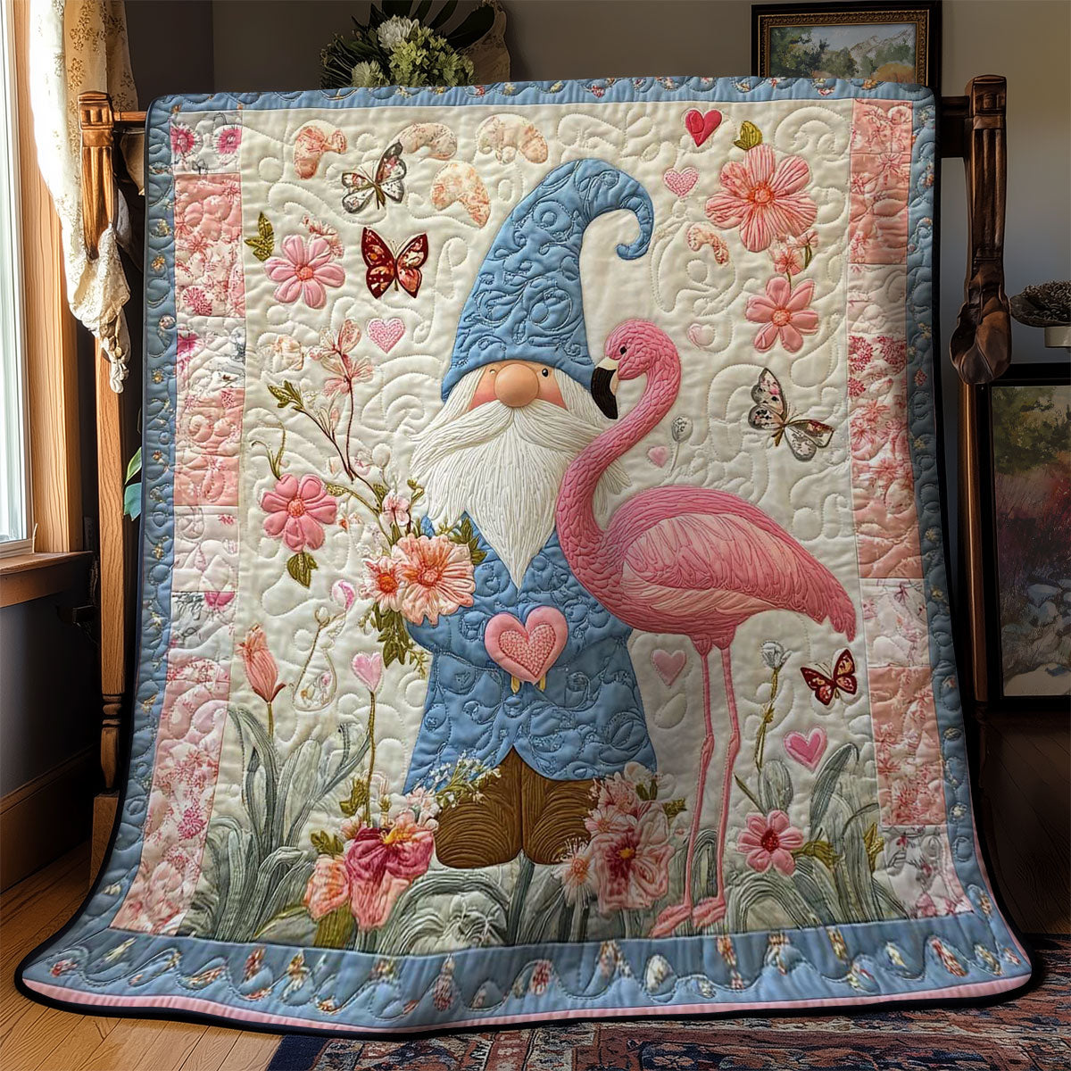 Pink Flamingo Gnome WN0701033CL Quilt