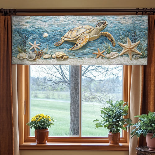 Deep Blue Turtle WN2003056CL Quilted Valance