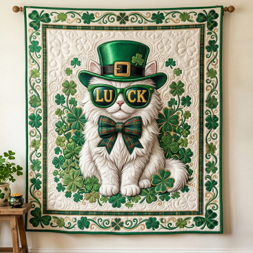 Shamrock Cat With Lucky Glasses WN0805014CL Quilt