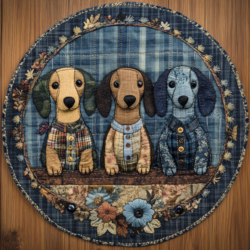Dachshund Nap WN0207047CL Quilted Round Mat