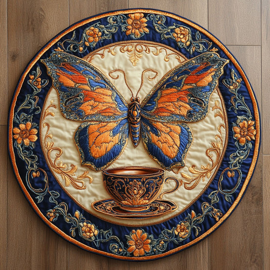 Butterfly Morning WN0406025CL Quilted Round Mat