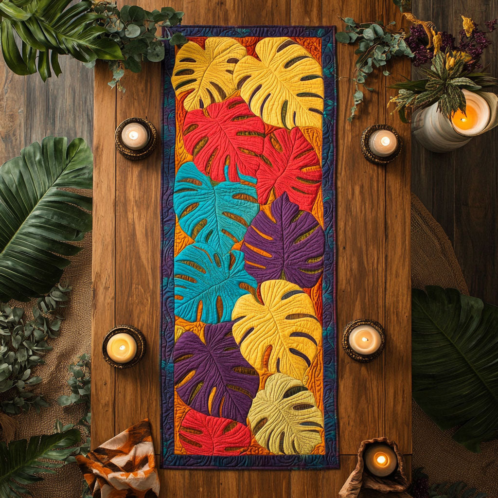 Sunset Monstera WN0307132CL Quilted Table Runner