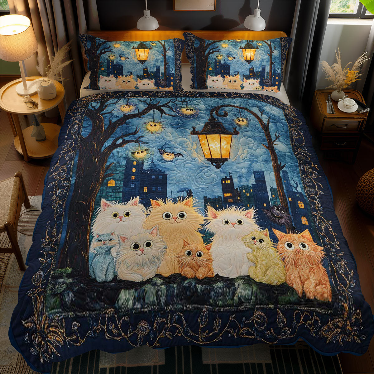 Silly Cat Spooky Night WN1103156CL Duvet Cover Set