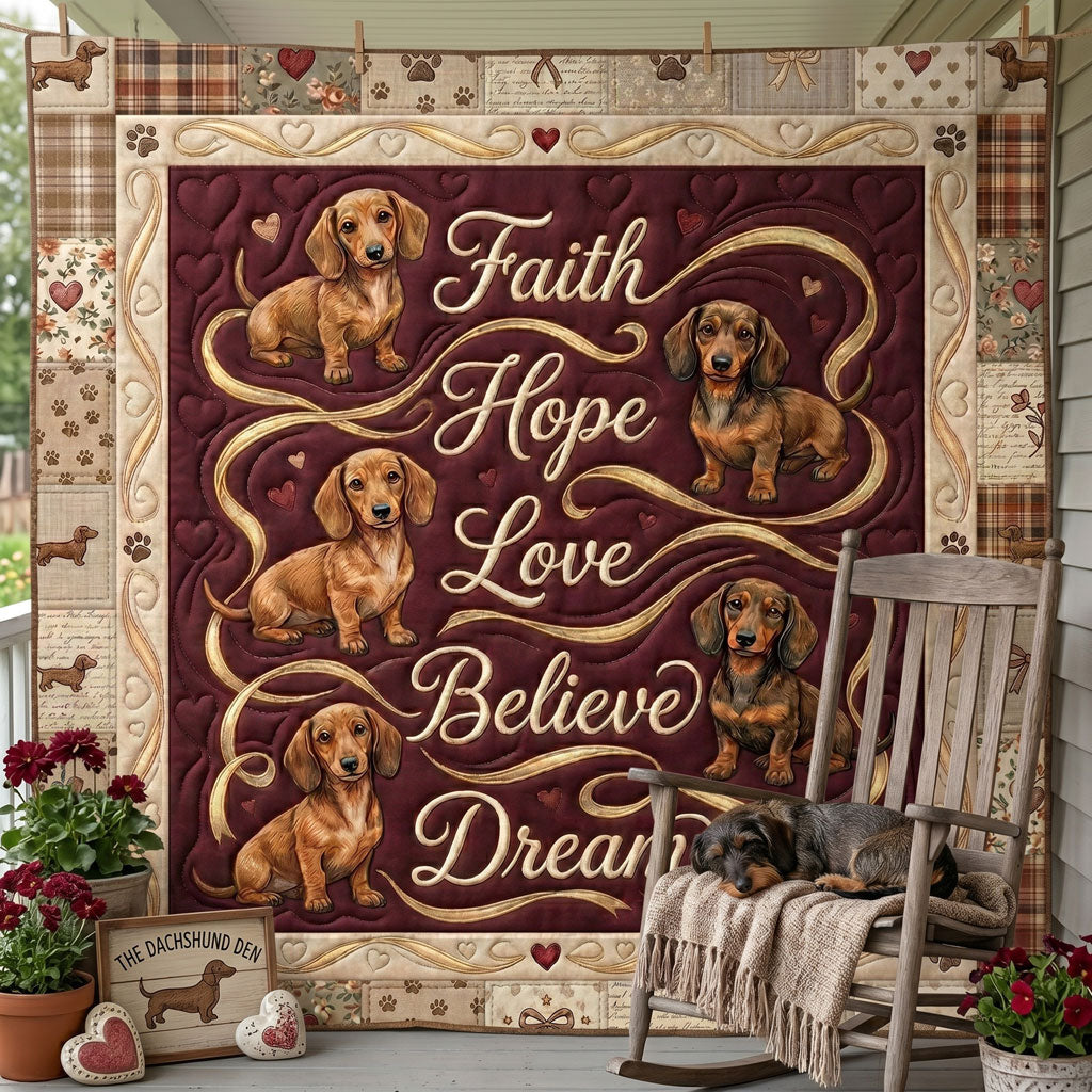 Faithful Hearts Dachshund WN2505007CL Quilt