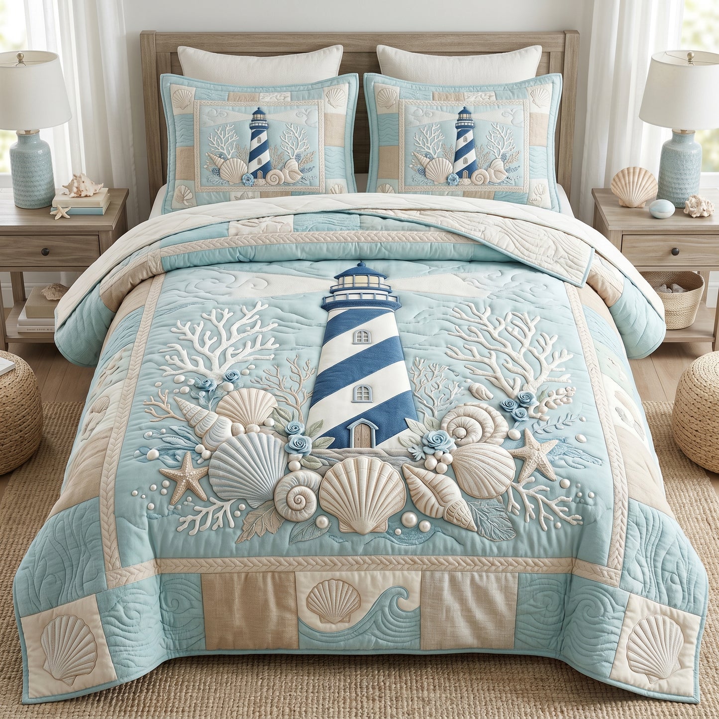 Blue Lighthouse Nautical XR2105005CL Duvet Cover Set