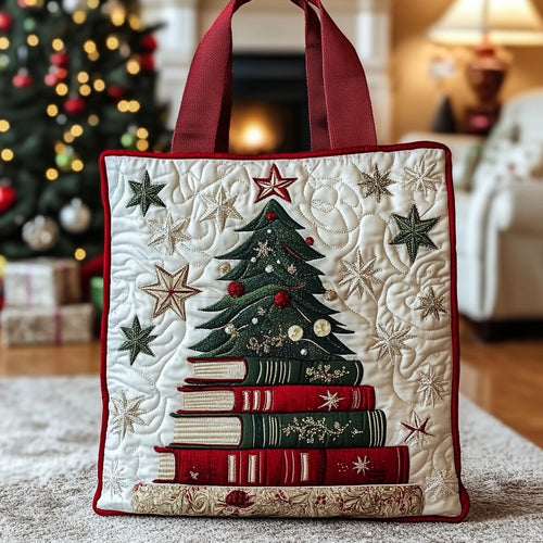 Bookish Christmas XR3010027CL Quilted Tote Bag