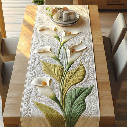 White Calla Lilies Charm WN2503147CL Quilted Table Runner