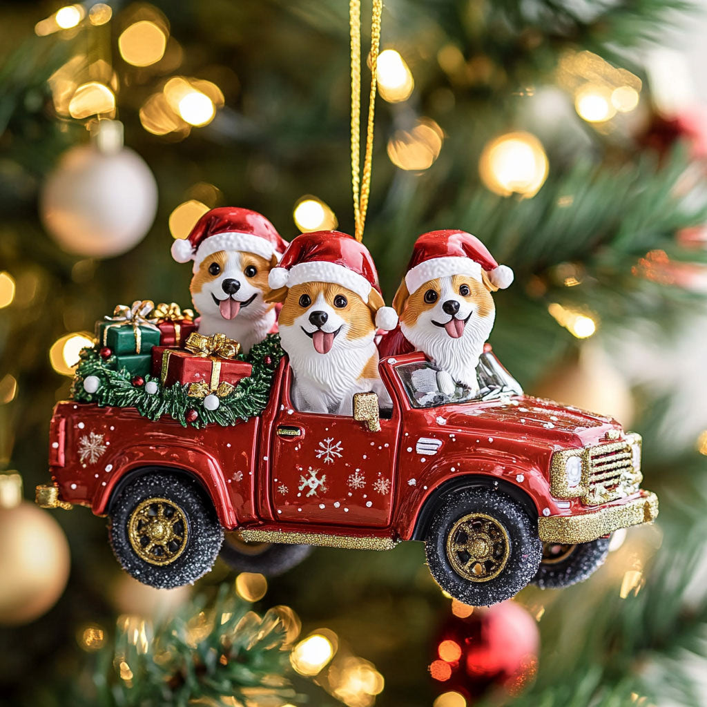 Happy Corgi Time WN1610080CL Christmas Ornament