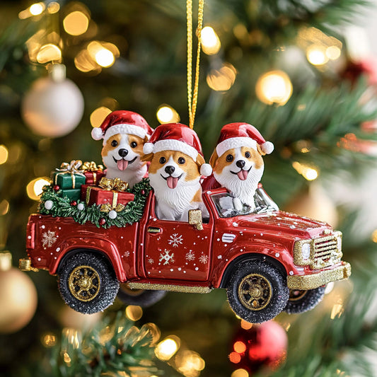 Happy Corgi Time WN1610080CL Christmas Ornament