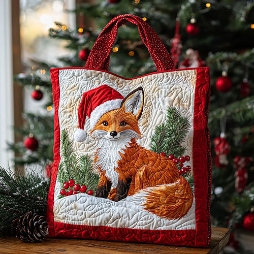 Christmas Fox QA2511018CL Quilted Tote Bag