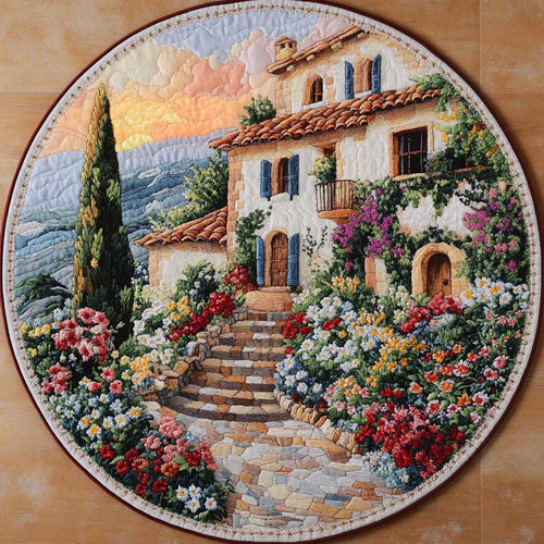 Mediterranean Villa Dream WN2904087CL Quilted Round Mat