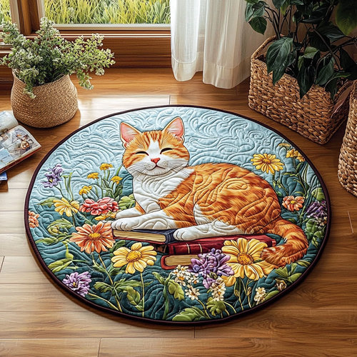 Wise Ginger Cat QA0901015CL Quilted Round Mat
