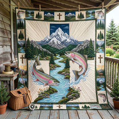 Rainbow Trout Mountain Cross WN1606010CL Quilt