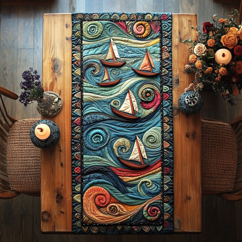 Sailboat Spiral Skies WN2006036CL Quilted Table Runner
