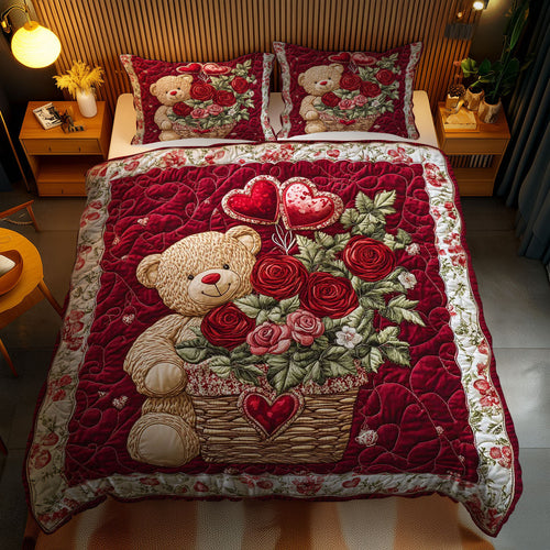 Romantic Bear Blooms WN0801097CL Duvet Cover Set