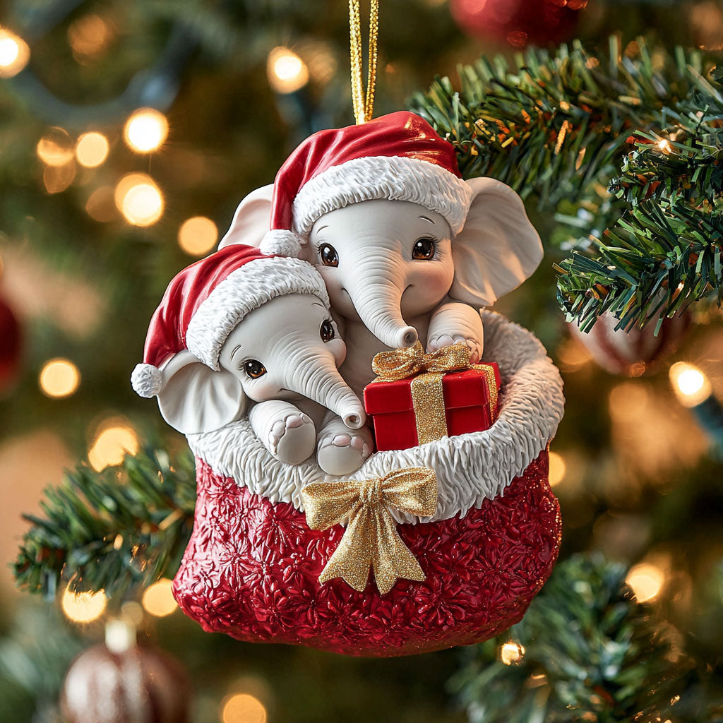 Elephant Twins CP0412072CL Christmas Ornament