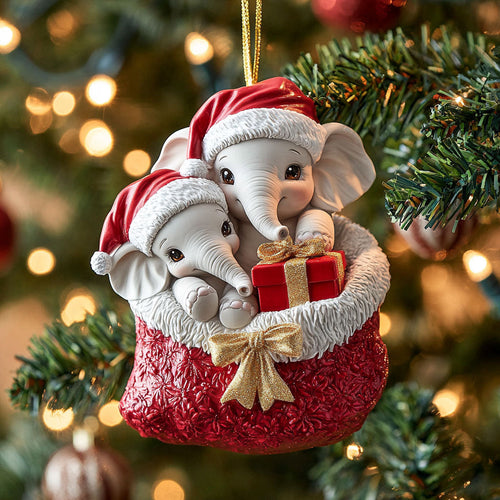 Elephant Twins CP0412072CL Christmas Ornament