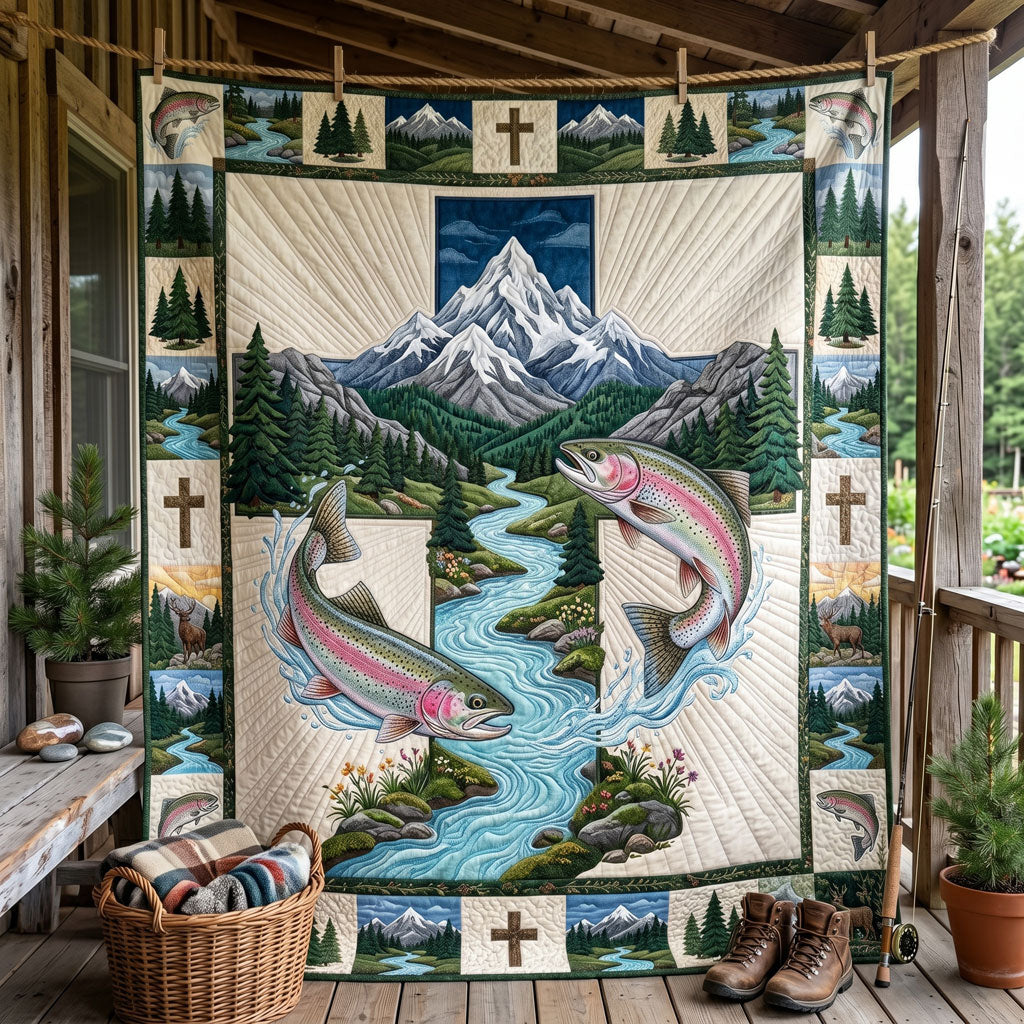 Rainbow Trout Mountain Cross WN1606010CL Quilt