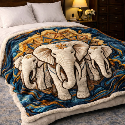 Boho Elephant KL2901006CL Faux Fur Throw Blanket