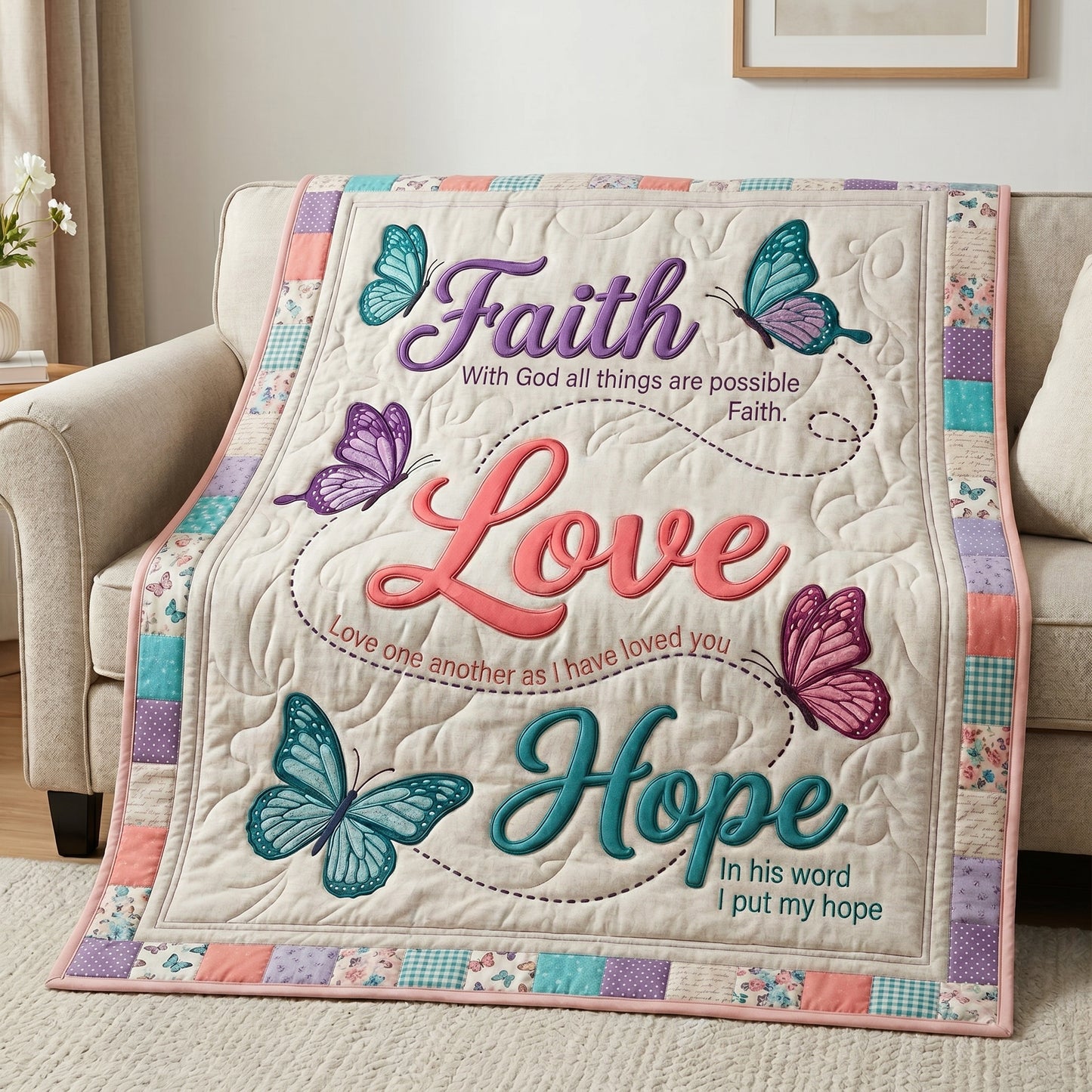 Faith Love Hope XR0605002CL Quilt