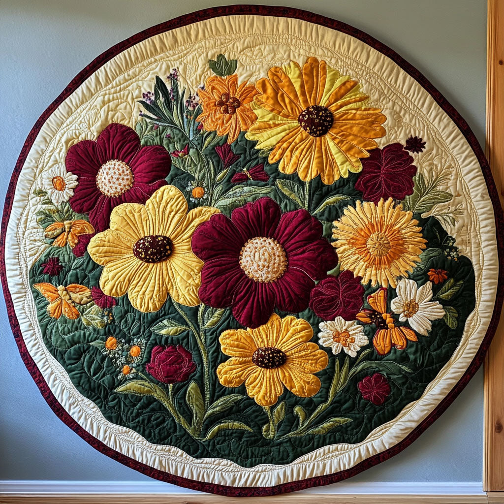 Mystic Flower WN0808064CL Quilted Round Mat