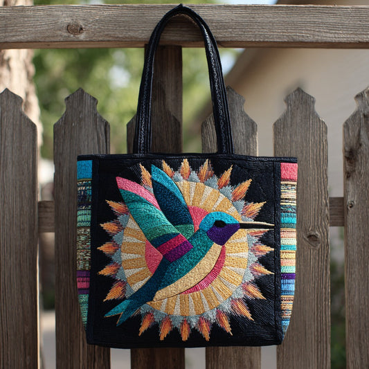 Geometric Hummingbird XR2611014CL Quilted Tote Bag