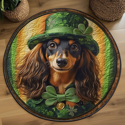 Shamrock Dachshund WN0907067CL Quilted Round Mat
