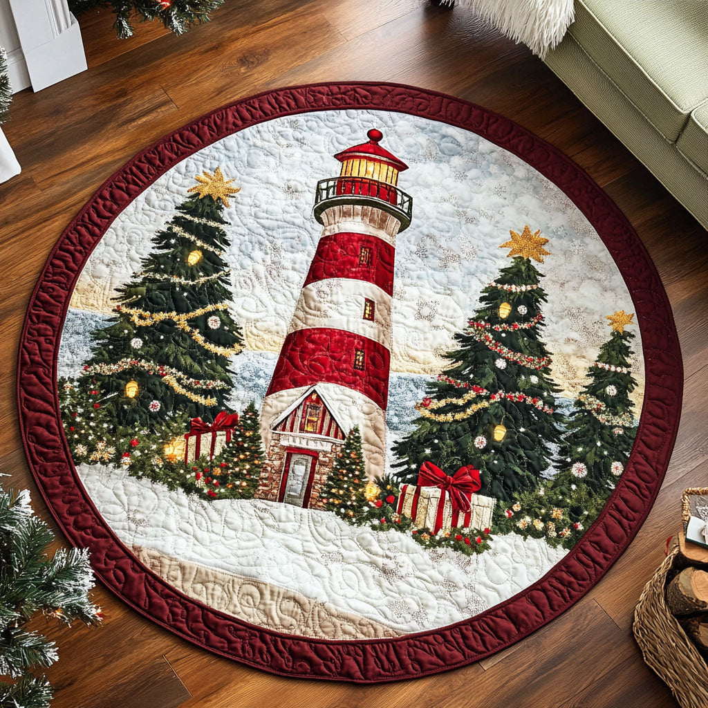 Winter Glow Lighthouse KL0912031CL Quilted Round Mat