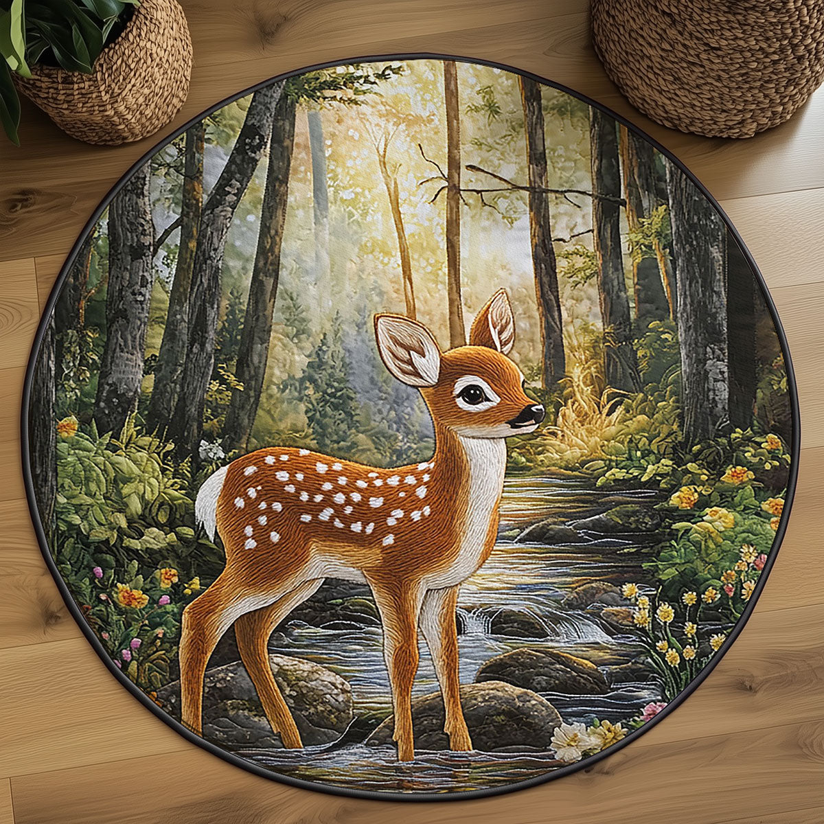 Lone Fawn WJ0407044CL Quilted Round Mat