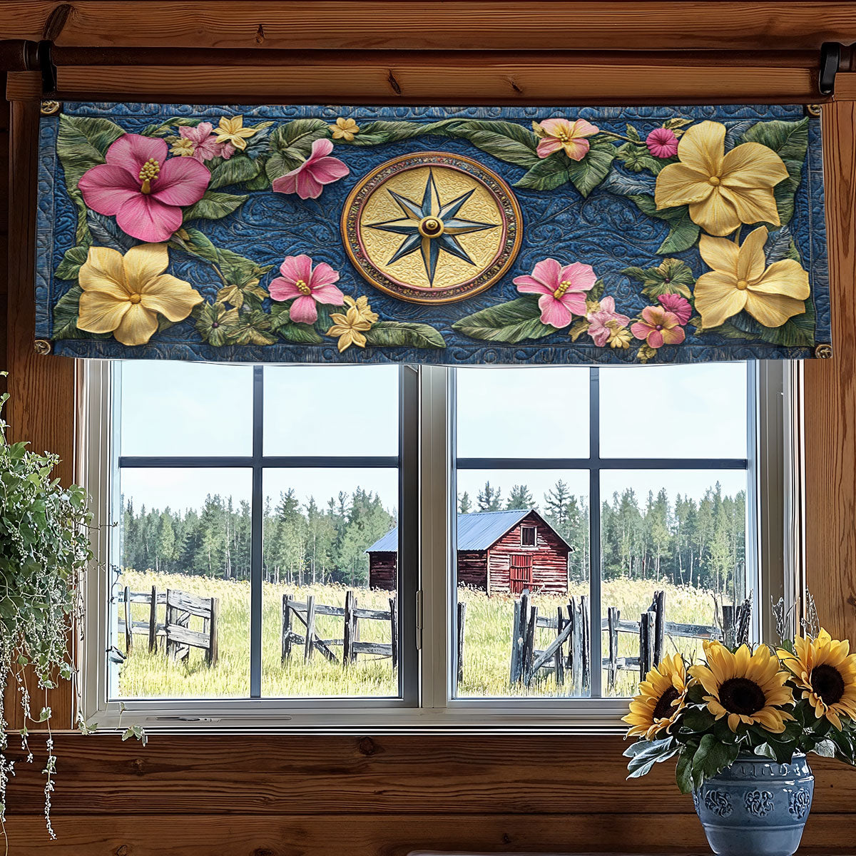 Floral Compass WN0207064CL Quilted Valance