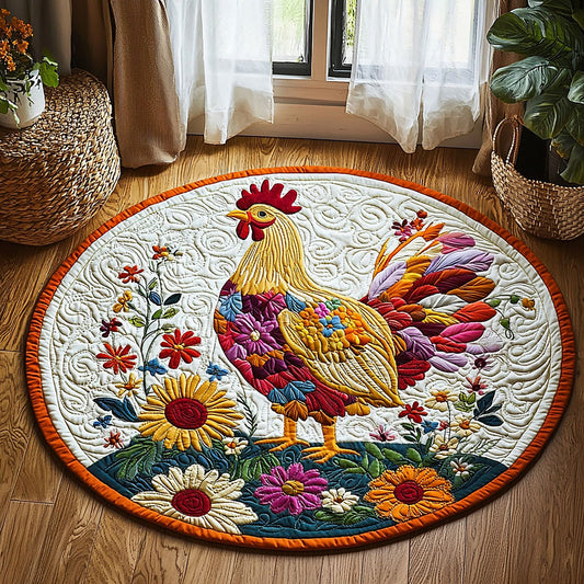 Floral Chicken QA0212006CL Quilted Round Mat