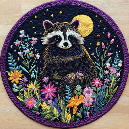 Floral Night Raccoon CW1501048CL Quilted Round Mat