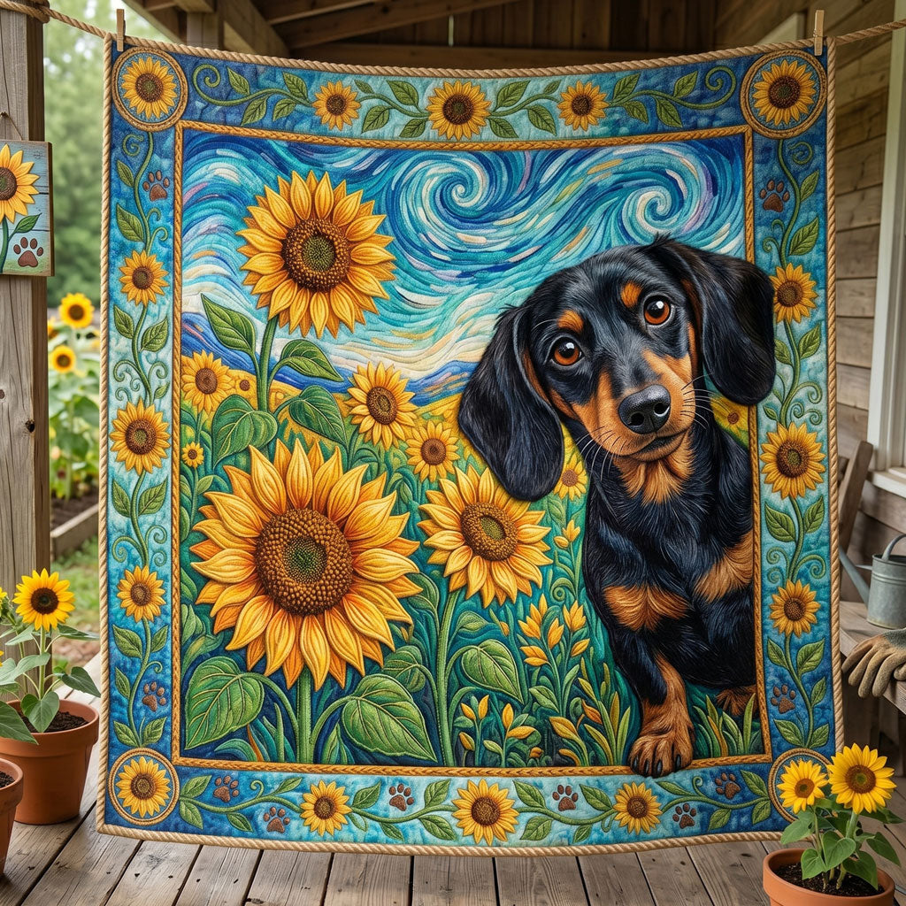 Sunflower Dachshund Delight WN0406013CL Quilt