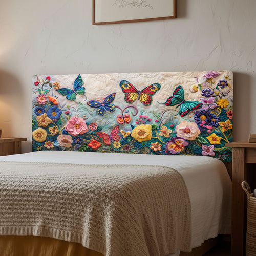 Floral Butterfly Garden CW2412009CL Quilted Headboard Slipcover