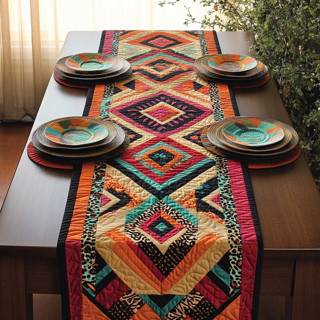 Geometric Tribal Pattern WJ0507034CL Quilted Table Runner